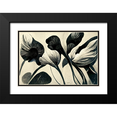 B071 Flowers Black White Black Modern Wood Framed Art Print with Double Matting by Heere, Ray