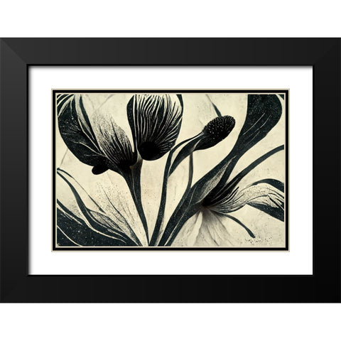 B072 Flowers Black White Black Modern Wood Framed Art Print with Double Matting by Heere, Ray