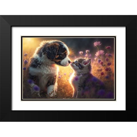 Cats And Dogs 1 Black Modern Wood Framed Art Print with Double Matting by Heere, Ray