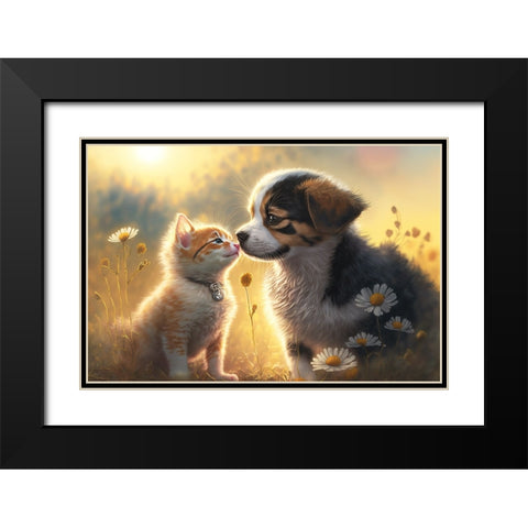 Cats And Dogs 3 Black Modern Wood Framed Art Print with Double Matting by Heere, Ray