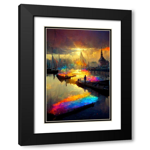 Dutch Cityview Harbour Of Hoorn 1 Black Modern Wood Framed Art Print with Double Matting by Heere, Ray
