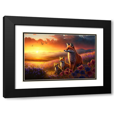 Woodland Animals 5 Black Modern Wood Framed Art Print with Double Matting by Heere, Ray