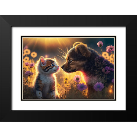 Cats And Dogs 6 Black Modern Wood Framed Art Print with Double Matting by Heere, Ray