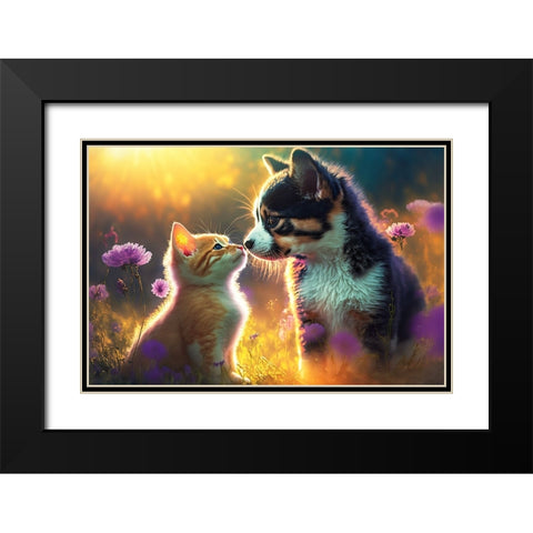 Cats And Dogs 8 Black Modern Wood Framed Art Print with Double Matting by Heere, Ray