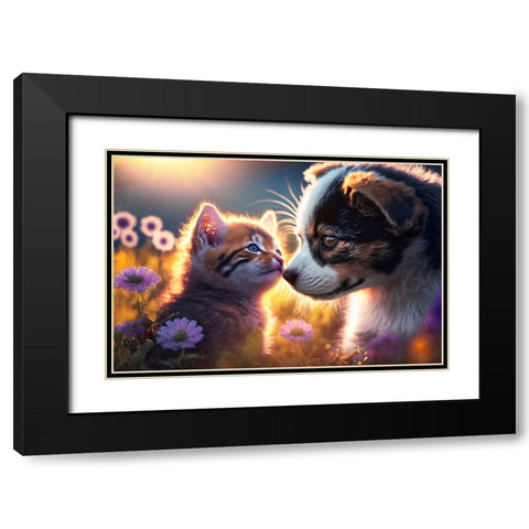 Cats And Dogs 9 Black Modern Wood Framed Art Print with Double Matting by Heere, Ray