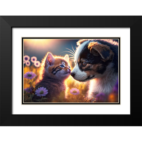 Cats And Dogs 9 Black Modern Wood Framed Art Print with Double Matting by Heere, Ray
