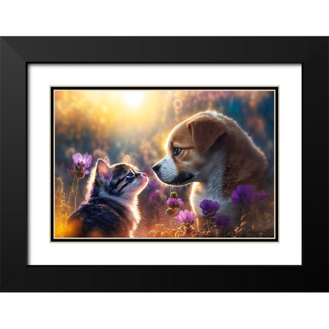 Cats And Dogs 12 Black Modern Wood Framed Art Print with Double Matting by Heere, Ray