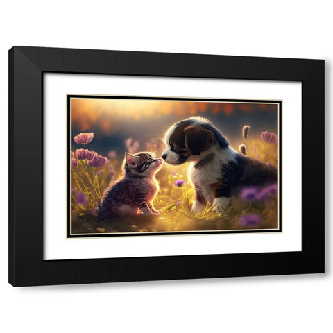 Cats And Dogs 15 Black Modern Wood Framed Art Print with Double Matting by Heere, Ray