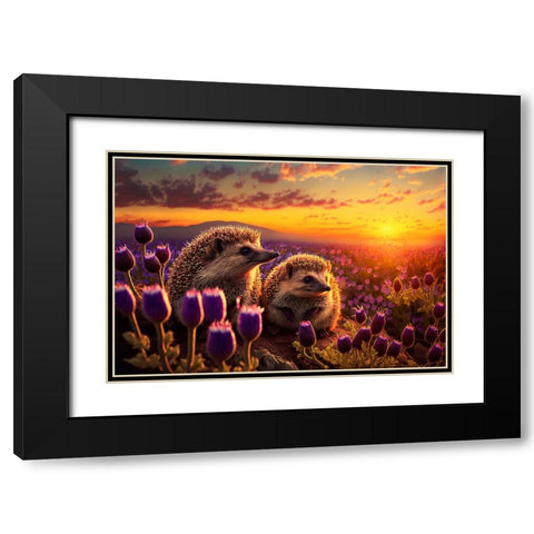 Woodland Animals 39 Black Modern Wood Framed Art Print with Double Matting by Heere, Ray