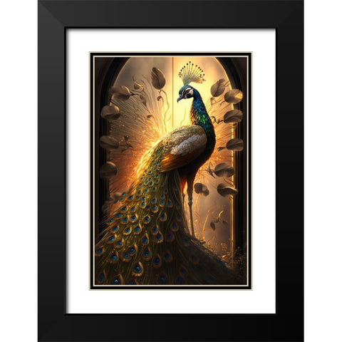 Proud Peacocks 1 Black Modern Wood Framed Art Print with Double Matting by Heere, Ray