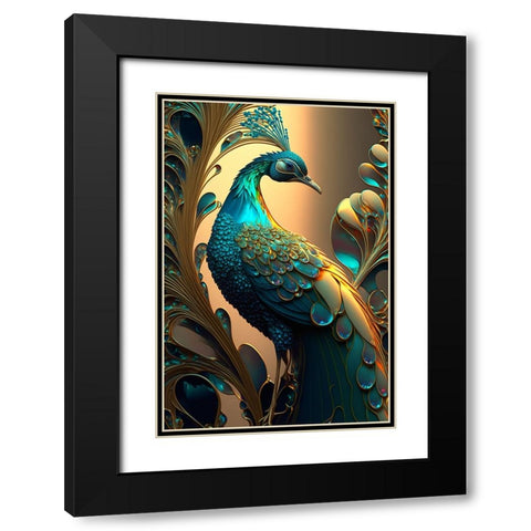 Proud Peacocks 2 Black Modern Wood Framed Art Print with Double Matting by Heere, Ray