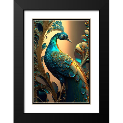 Proud Peacocks 2 Black Modern Wood Framed Art Print with Double Matting by Heere, Ray