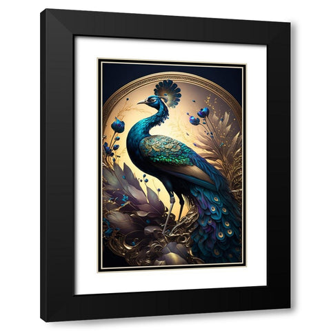 Proud Peacocks 3 Black Modern Wood Framed Art Print with Double Matting by Heere, Ray