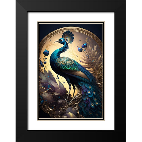 Proud Peacocks 3 Black Modern Wood Framed Art Print with Double Matting by Heere, Ray