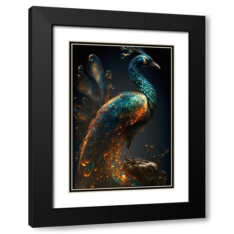 Proud Peacocks 4 Black Modern Wood Framed Art Print with Double Matting by Heere, Ray
