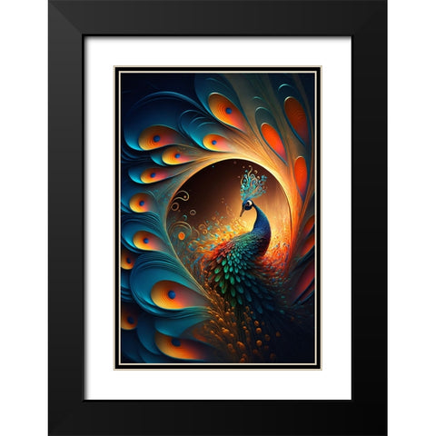 Proud Peacocks 5 Black Modern Wood Framed Art Print with Double Matting by Heere, Ray