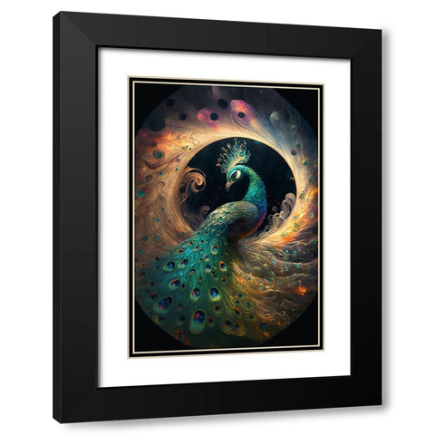 Proud Peacocks 11 Black Modern Wood Framed Art Print with Double Matting by Heere, Ray