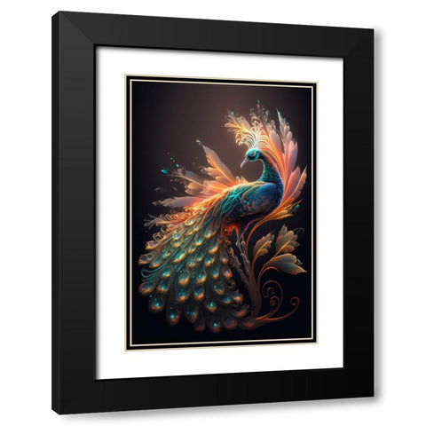 Proud Peacocks 13 Black Modern Wood Framed Art Print with Double Matting by Heere, Ray