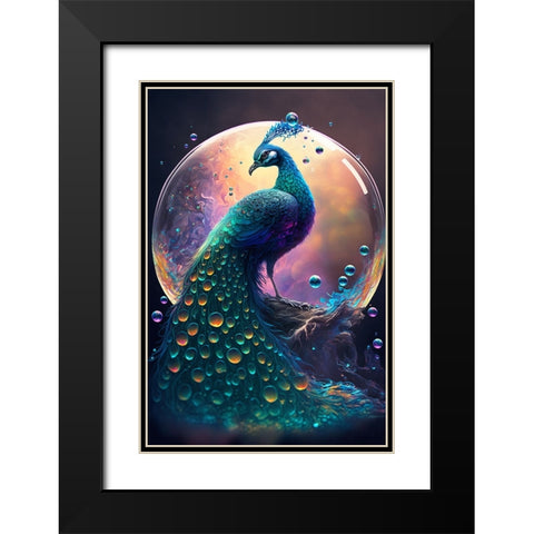 Proud Peacocks 14 Black Modern Wood Framed Art Print with Double Matting by Heere, Ray