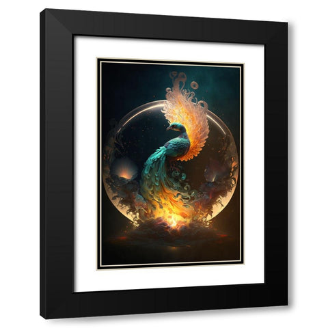 Proud Peacocks 19 Black Modern Wood Framed Art Print with Double Matting by Heere, Ray