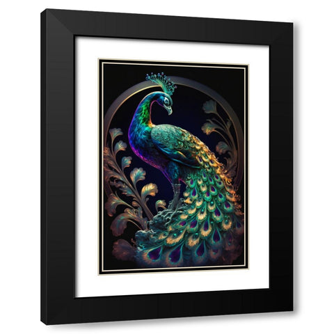 Proud Peacocks 22 Black Modern Wood Framed Art Print with Double Matting by Heere, Ray