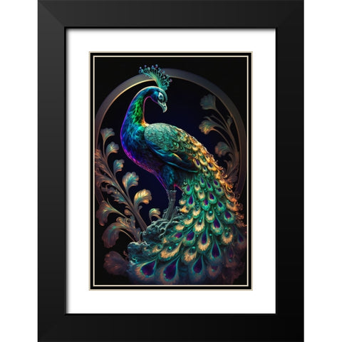 Proud Peacocks 22 Black Modern Wood Framed Art Print with Double Matting by Heere, Ray