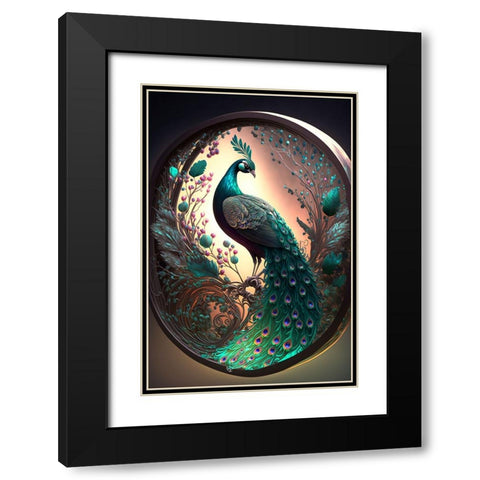 Proud Peacocks 30 Black Modern Wood Framed Art Print with Double Matting by Heere, Ray