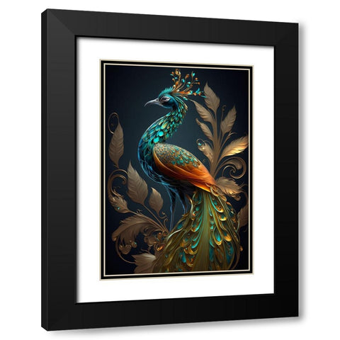 Proud Peacocks 32 Black Modern Wood Framed Art Print with Double Matting by Heere, Ray