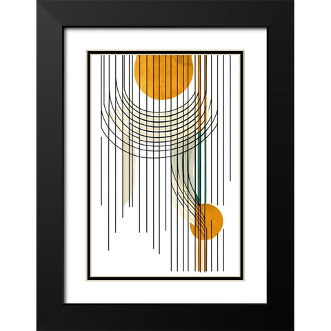 Mid Century Abstract Painting 21 Black Modern Wood Framed Art Print with Double Matting by Heere, Ray
