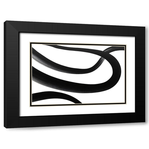 Black White Bold Strokes 2 Black Modern Wood Framed Art Print with Double Matting by Heere, Ray