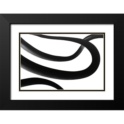 Black White Bold Strokes 2 Black Modern Wood Framed Art Print with Double Matting by Heere, Ray
