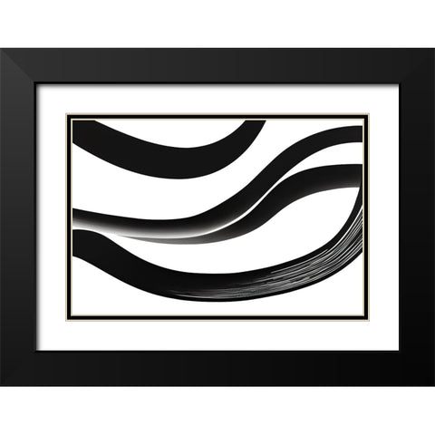 Black White Bold Strokes 4 Black Modern Wood Framed Art Print with Double Matting by Heere, Ray