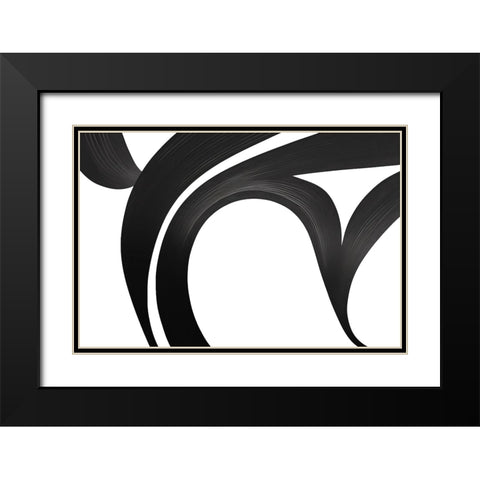 Black White Bold Strokes 5 Black Modern Wood Framed Art Print with Double Matting by Heere, Ray
