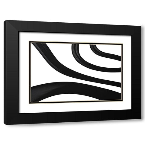 Black White Bold Strokes 14 Black Modern Wood Framed Art Print with Double Matting by Heere, Ray