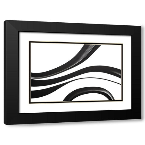 Black White Bold Strokes 15 Black Modern Wood Framed Art Print with Double Matting by Heere, Ray
