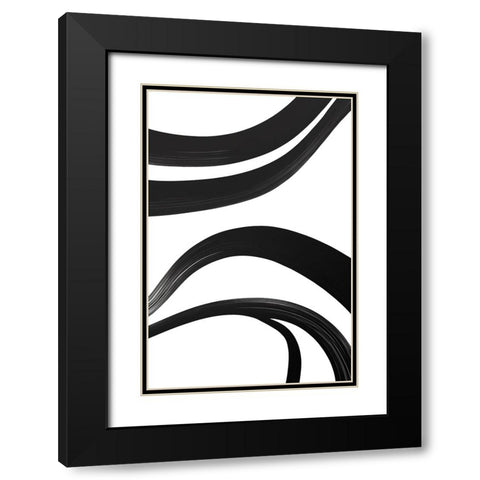 Black White Bold Strokes 17 Black Modern Wood Framed Art Print with Double Matting by Heere, Ray