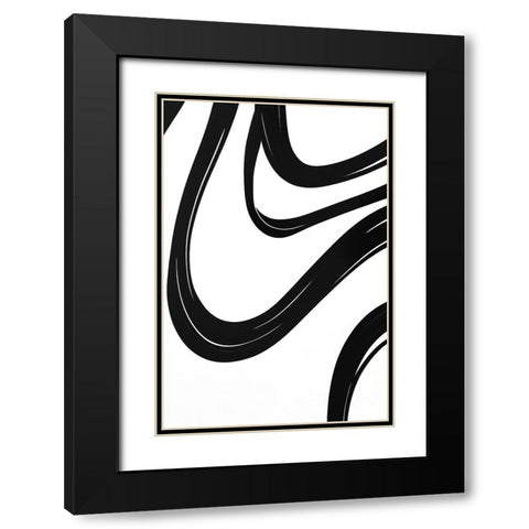 Black White Bold Strokes 18 Black Modern Wood Framed Art Print with Double Matting by Heere, Ray