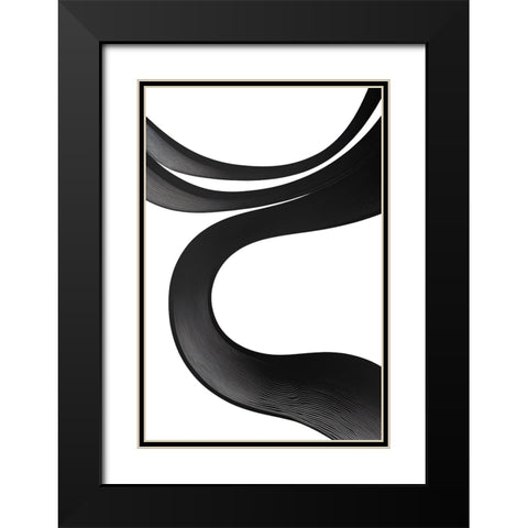 Black White Bold Strokes 21 Black Modern Wood Framed Art Print with Double Matting by Heere, Ray
