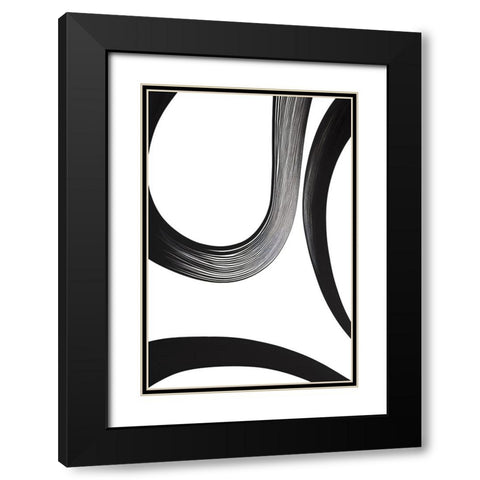 Black White Bold Strokes 23 Black Modern Wood Framed Art Print with Double Matting by Heere, Ray