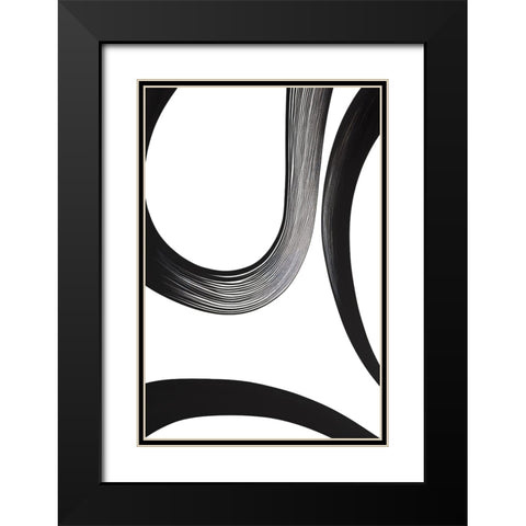 Black White Bold Strokes 23 Black Modern Wood Framed Art Print with Double Matting by Heere, Ray