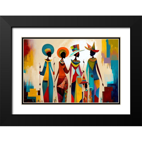Mid Century Celebration Of All Cultures 3 Black Modern Wood Framed Art Print with Double Matting by Heere, Ray