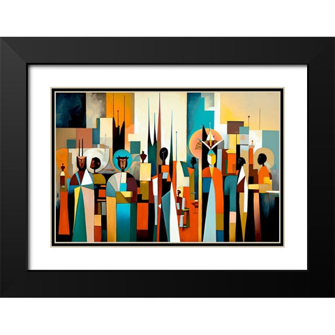 Mid Century Celebration Of All Cultures 5 Black Modern Wood Framed Art Print with Double Matting by Heere, Ray