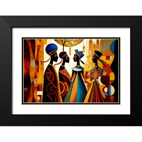 Mid Century Celebration Of All Cultures 7 Black Modern Wood Framed Art Print with Double Matting by Heere, Ray