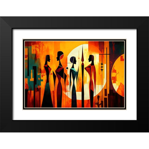 Mid Century Celebration Of All Cultures 9 Black Modern Wood Framed Art Print with Double Matting by Heere, Ray