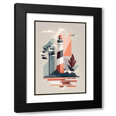 Mid Century Coastal Scenes 33 Black Modern Wood Framed Art Print with Double Matting by Heere, Ray