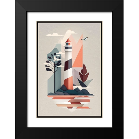 Mid Century Coastal Scenes 33 Black Modern Wood Framed Art Print with Double Matting by Heere, Ray