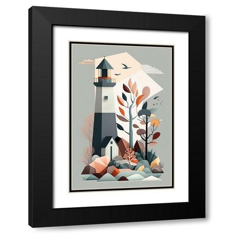 Mid Century Coastal Scenes 34 Black Modern Wood Framed Art Print with Double Matting by Heere, Ray