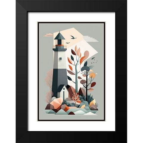 Mid Century Coastal Scenes 34 Black Modern Wood Framed Art Print with Double Matting by Heere, Ray