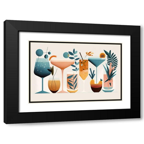 Mid Century Cocktails And Drinks 1 Black Modern Wood Framed Art Print with Double Matting by Heere, Ray