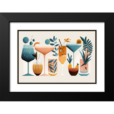Mid Century Cocktails And Drinks 1 Black Modern Wood Framed Art Print with Double Matting by Heere, Ray